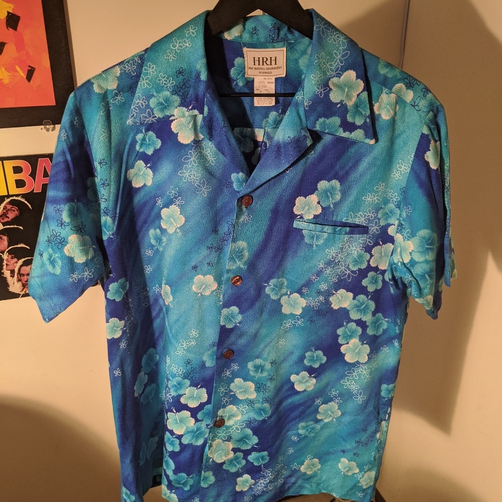 His Royal Highness Blue Hawaiian Button Up Shirt